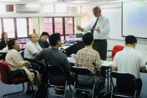 Asia Lutheran Seminary in the early years - Prof. E. Allen Sorum with students in 2005